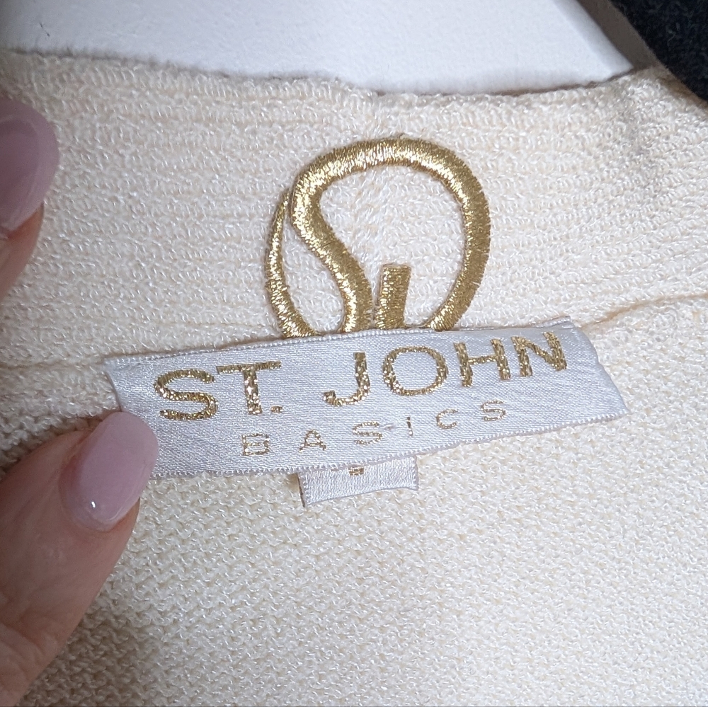 St. John Cream Women's Cardigan - Picture 3 of 8
